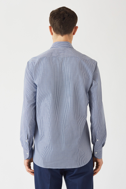 Erkek Lacivert Pamuk Regular Fit Düğmeli Yaka Erkek Gömlek - 2