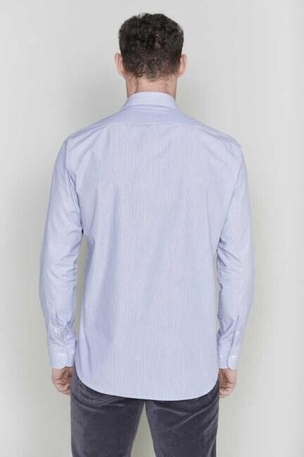 Erkek Lacivert Pamuk Regular Fit İtalyan Yaka Klasik Gömlek (1)