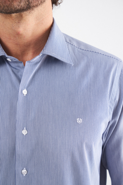 Erkek Lacivert Pamuk Regular Fit Klasik Gömlek - 3