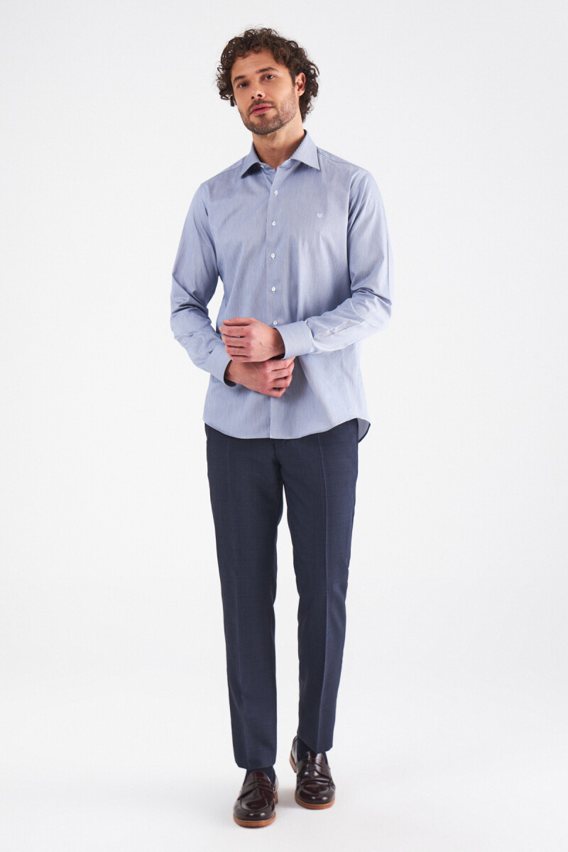 Erkek Lacivert Pamuk Regular Fit Klasik Gömlek - 5