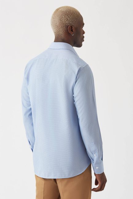 Erkek Lacivert Pamuk Regular Fit Uzun Kol Klasik Gömlek - 2