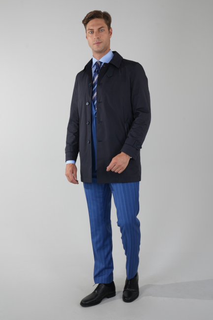 Erkek Lacivert Pardösü Trençkot