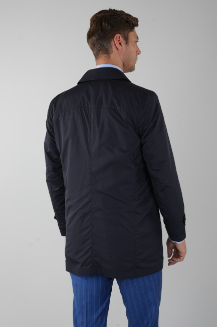 Erkek Lacivert Pardösü Trençkot (1)