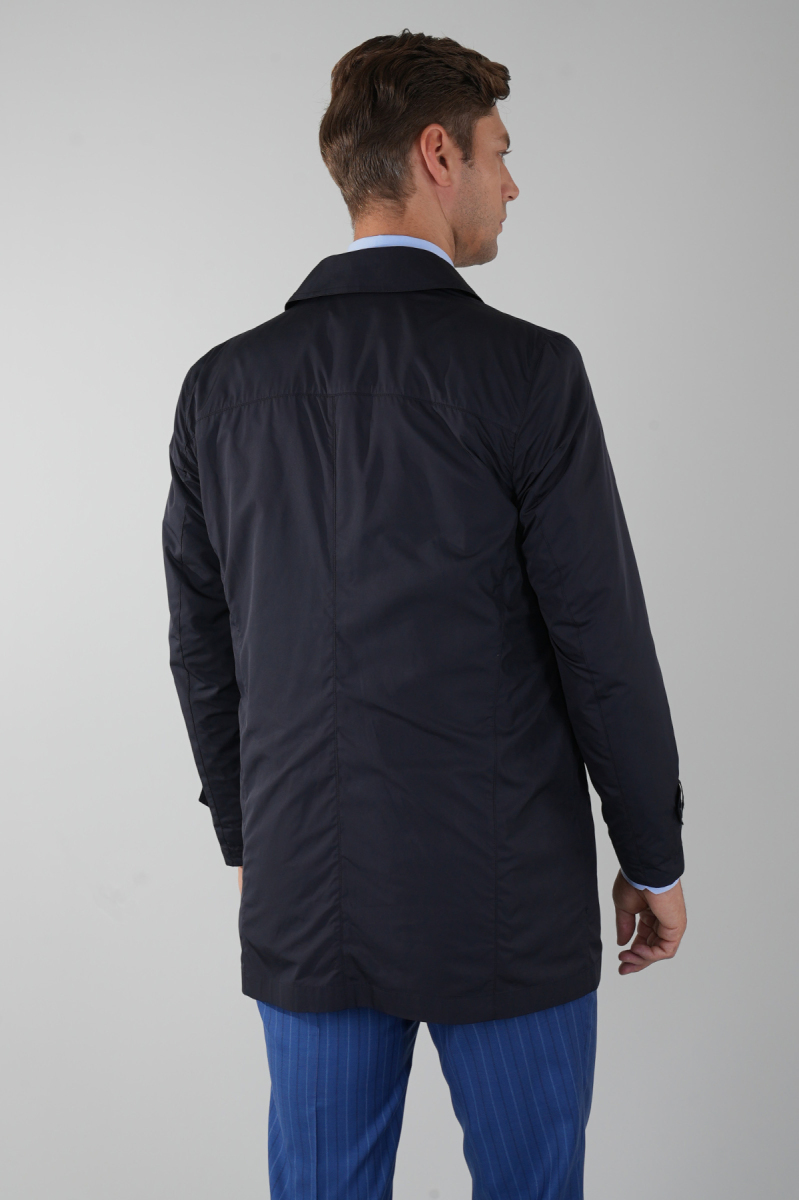 Erkek Lacivert Pardösü Trençkot (1)