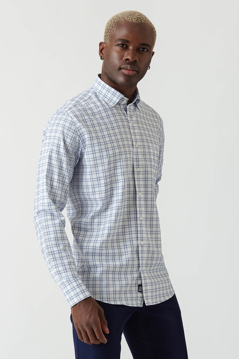 Erkek Lacivert Paşa Yaka Regular Fit Şık Spor Gömlek - 5