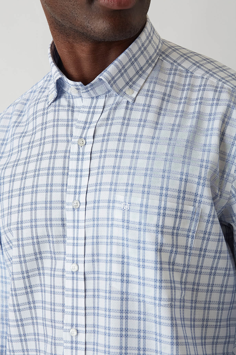 Erkek Lacivert Paşa Yaka Regular Fit Şık Spor Gömlek - 3