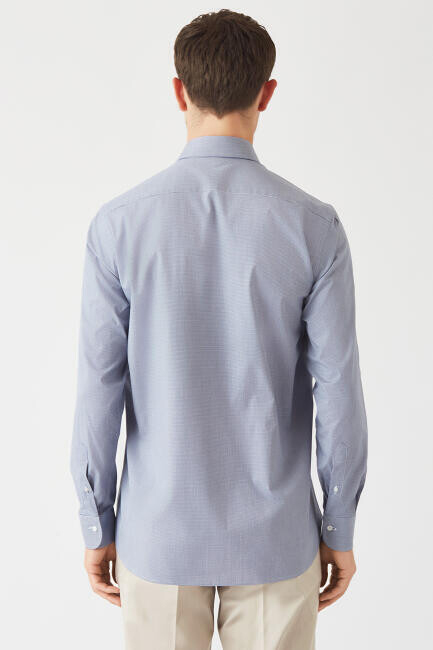 Erkek Lacivert Regular Fit Likralı Şık Klasik Gömlek - 2