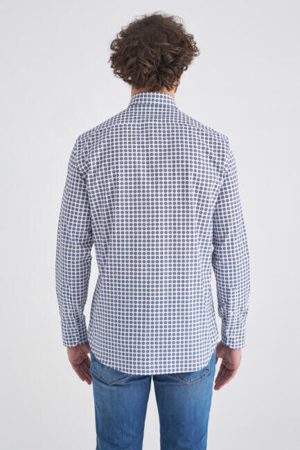 Erkek Lacivert Regular Fit Spor Pamuk Gömlek (1)