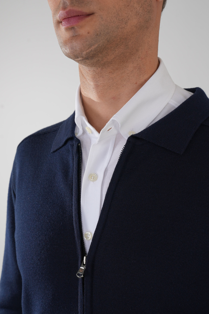 Erkek  Lacivert Yün Akrilik Hırka - 3