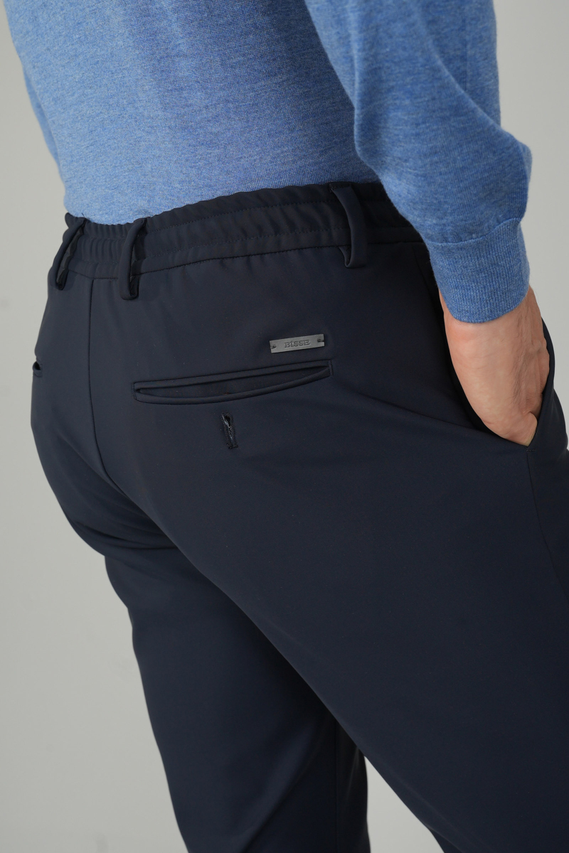 Erkek Lastikli Bağcıklı Spor Jagger Lacivert Pantolon - 4