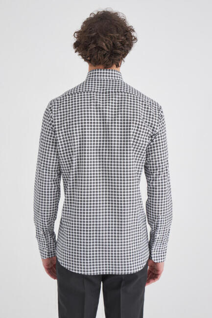 Erkek Mavi Klasik Yaka Uzun Kollu Regular Fit Spor Gömlek (1)