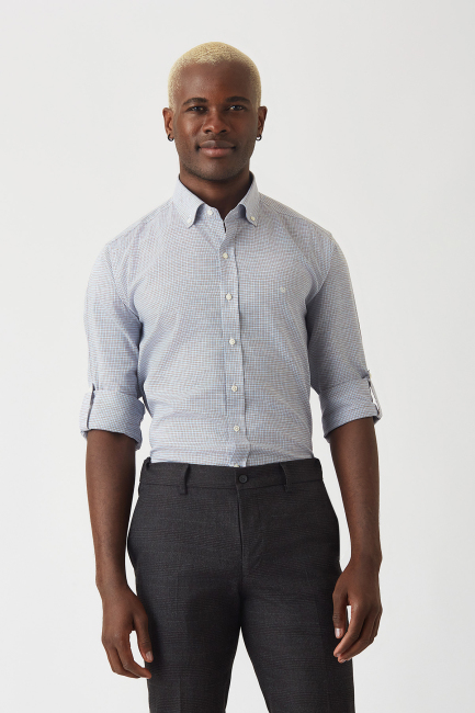 Regular Fit Blue Sport Men's Shirt