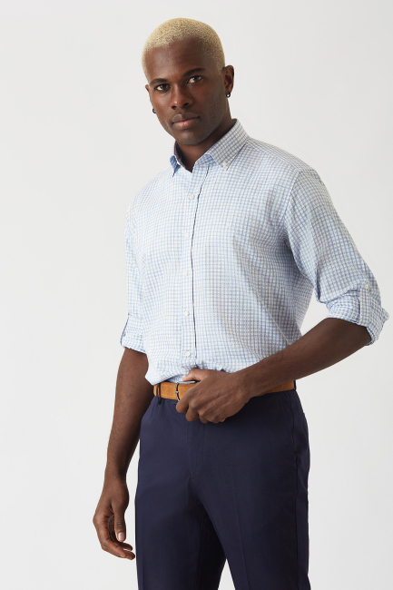 Regular Fit Blue Sport Men's Shirt - 1