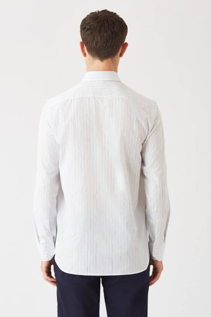 Erkek Mavi Pamuk Regular Fit Uzun Kol Klasik Gömlek - 2