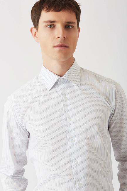 Erkek Mavi Pamuk Regular Fit Uzun Kol Klasik Gömlek - 3