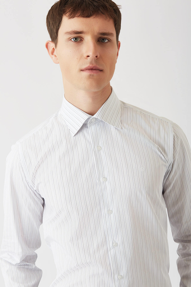 Erkek Mavi Pamuk Regular Fit Uzun Kol Klasik Gömlek - 3