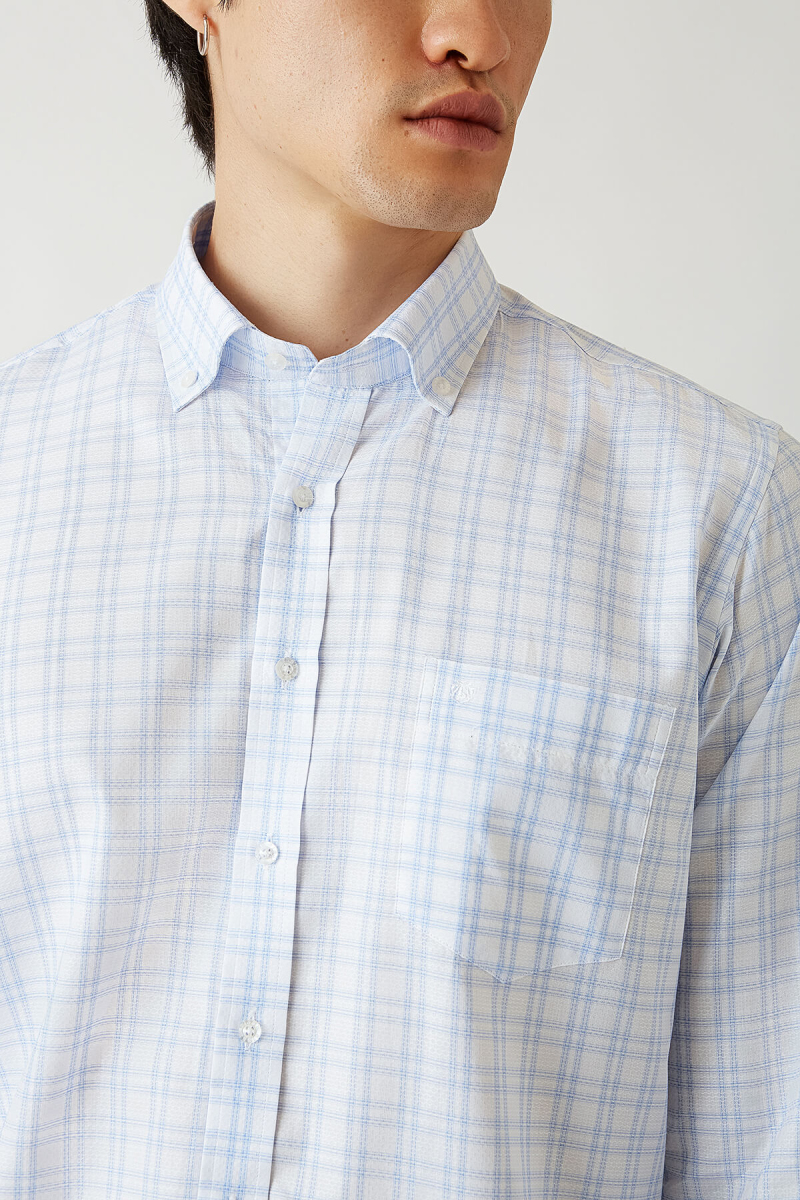 Erkek Mavi Paşa Yaka Regular Fit Spor Erkek Gömlek - 3