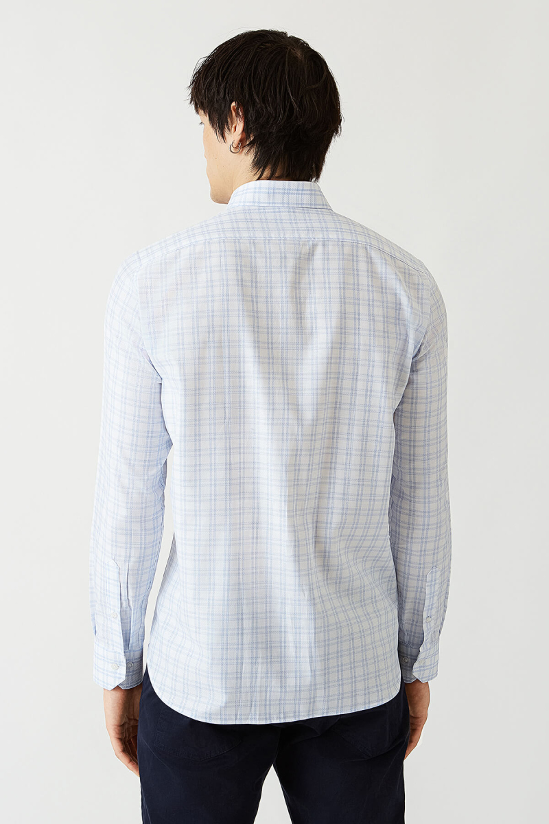 Erkek Mavi Paşa Yaka Regular Fit Spor Erkek Gömlek (1)