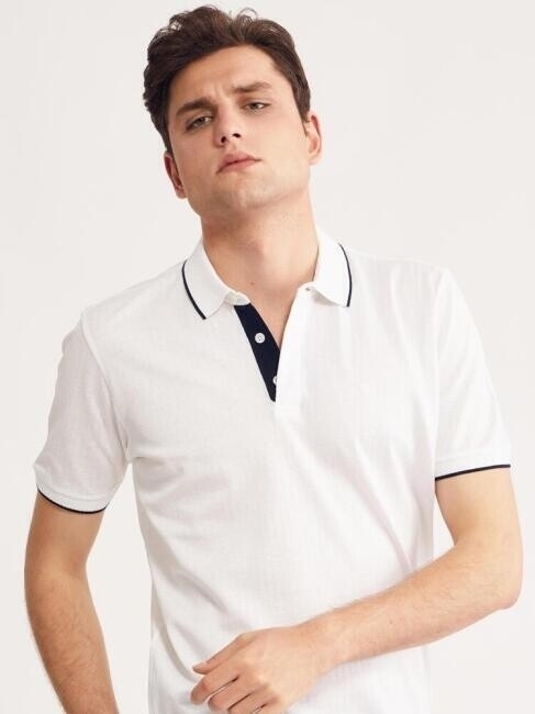 Bisse Erkek Merserize Gizli Pat Polo Yaka T-Shirt BEYAZ. 1 Bisse Erkek Merserize Gizli Pat Polo Yaka T-Shirt BEYAZ. 1