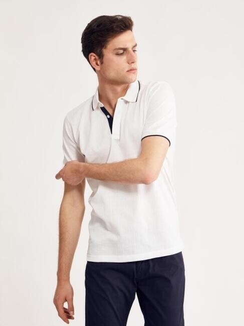 Bisse Erkek Merserize Gizli Pat Polo Yaka T-Shirt BEYAZ. 4 Bisse Erkek Merserize Gizli Pat Polo Yaka T-Shirt BEYAZ. 4