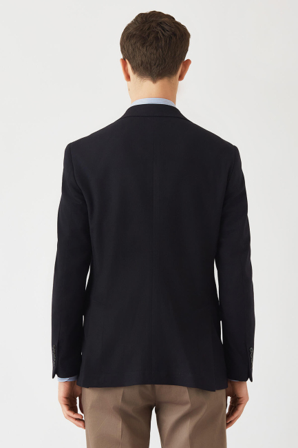 Erkek Modern Fit Kırlangıç Yaka 2 Düğme Tek Yırtmaçlı Ceket Sıyah - 2