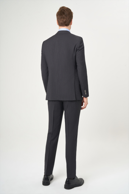 Modern Fit Mono Collar 2-Button Double Slit Black Men's Suit (1)