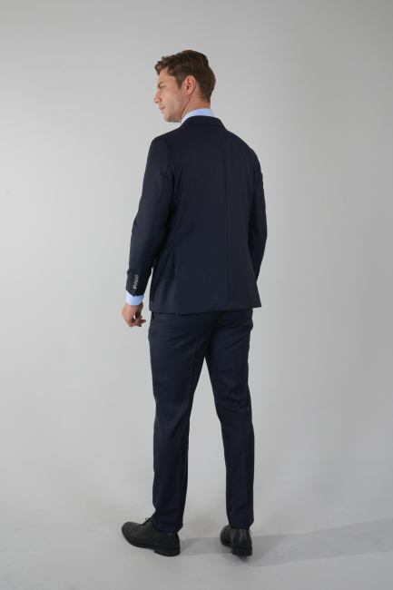 Erkek Mono Yaka 4 Drop Takım Elbise Lacivert - 2