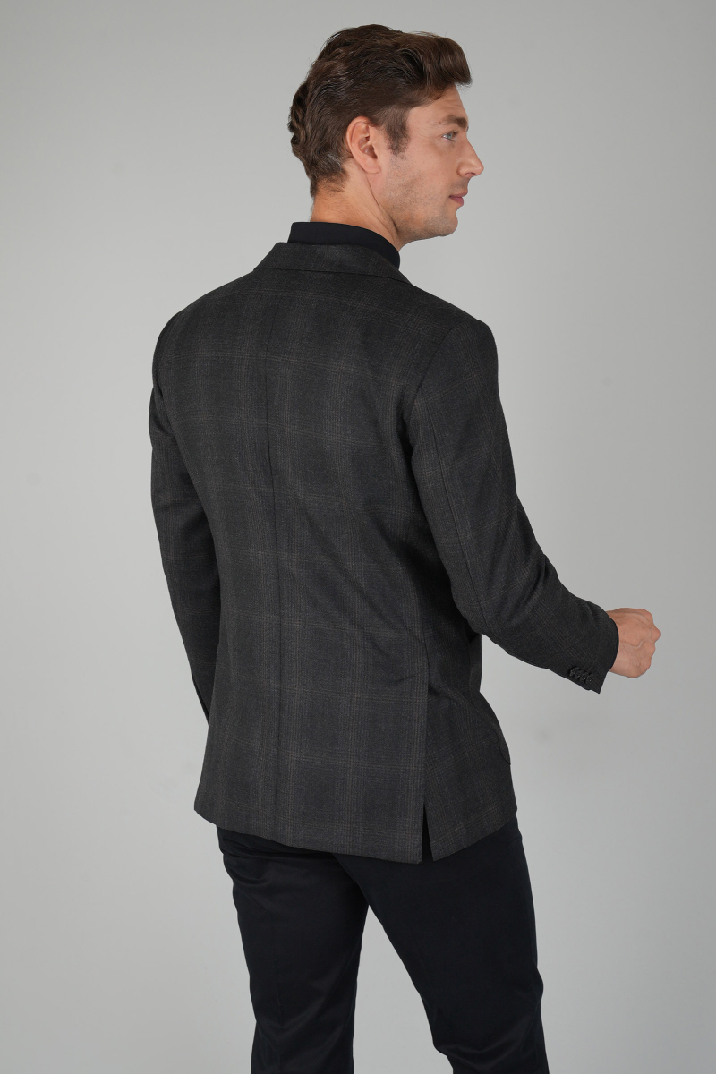 Erkek Mono Yaka Çift Yırtmaç 6 Drop Antrasit Ceket (1)