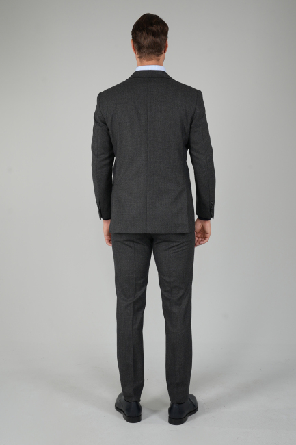 Erkek Mono Yaka Çift Yırtmaçlı 6 Drop Antrasit Takım Elbise (1)