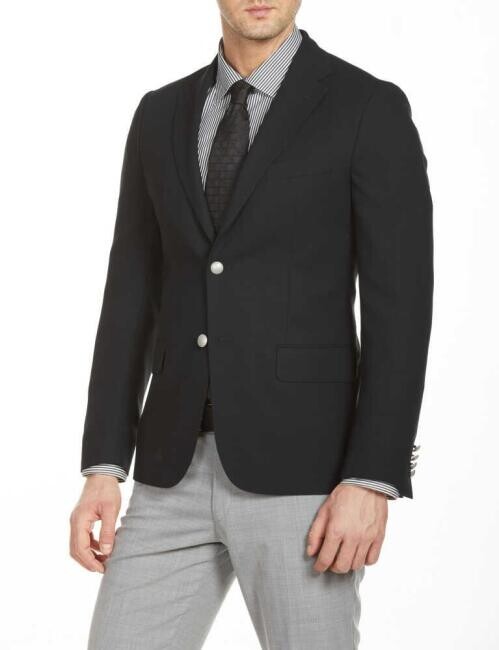 Bisse Men’s Mono Collar Regular Fit Blazer BLACK. 1 Bisse Men’s Mono Collar Regular Fit Blazer BLACK. 1