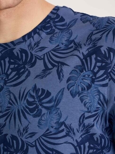 Bisse Men’s O Neck Leaves-Printed T-Shirt TSSL21Y21302 INDIGO. 3