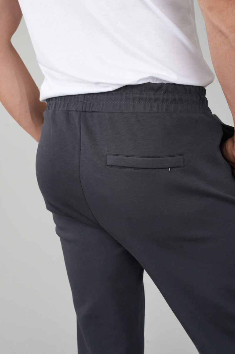 Erkek Pamuk Likralı Gri Eşofman Altı - 4