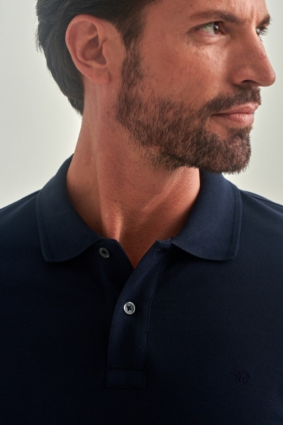 Regular Fit Petek Polo Yaka Basic Lacivert Erkek T-Shirt - 2