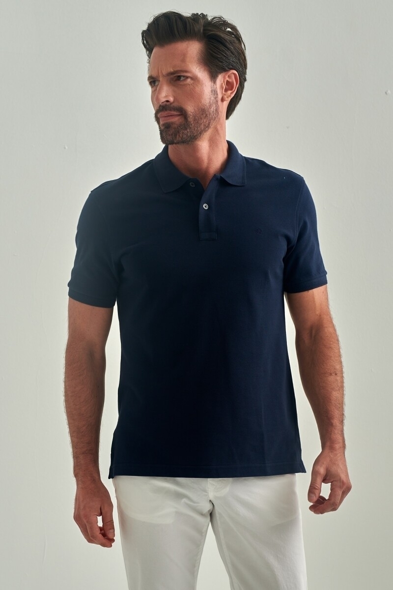 Regular Fit Petek Polo Yaka Basic Lacivert Erkek T-shirt