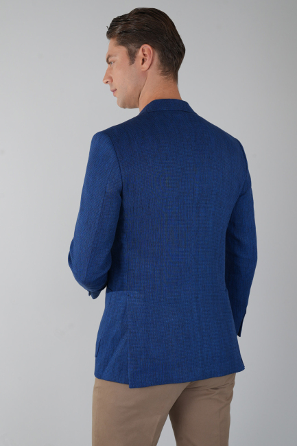 Erkek Platinum Regular Fit Keten Ceket Lacivert