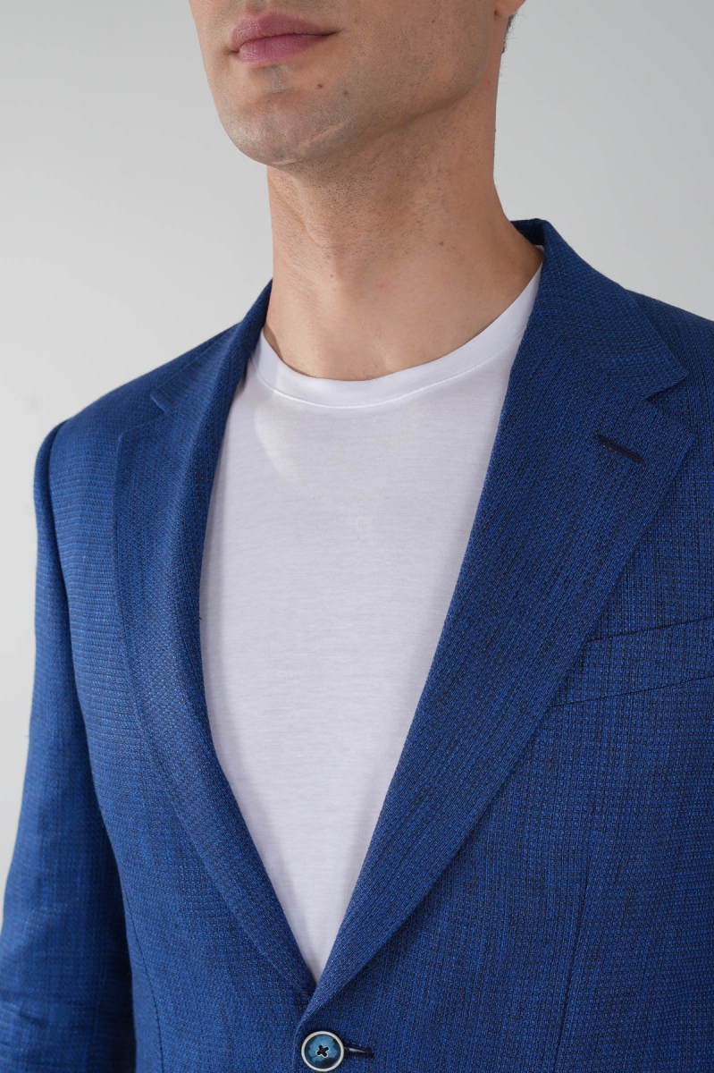 Erkek Platinum Regular Fit Keten Ceket Lacivert (1)