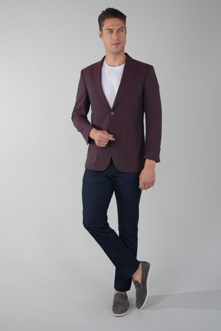 Erkek Platinum Regular Fit Keten Ceket Mavi - 5