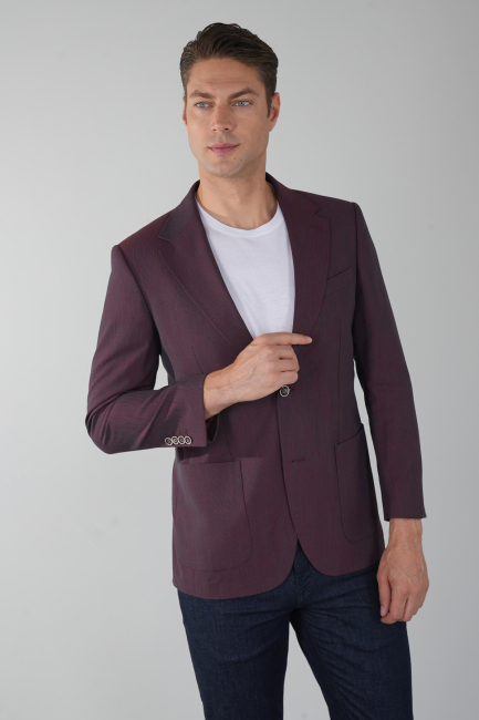 Erkek Platinum Regular Fit Keten Ceket Mavi - 1