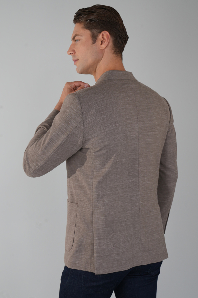 Erkek Platinum Regular Fit Torba Cep Yün Ceket Bej (1)