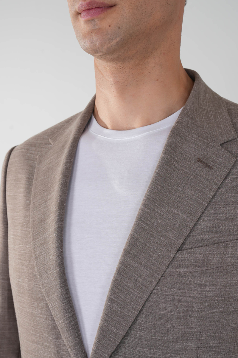 Erkek Platinum Regular Fit Torba Cep Yün Ceket Bej - 3