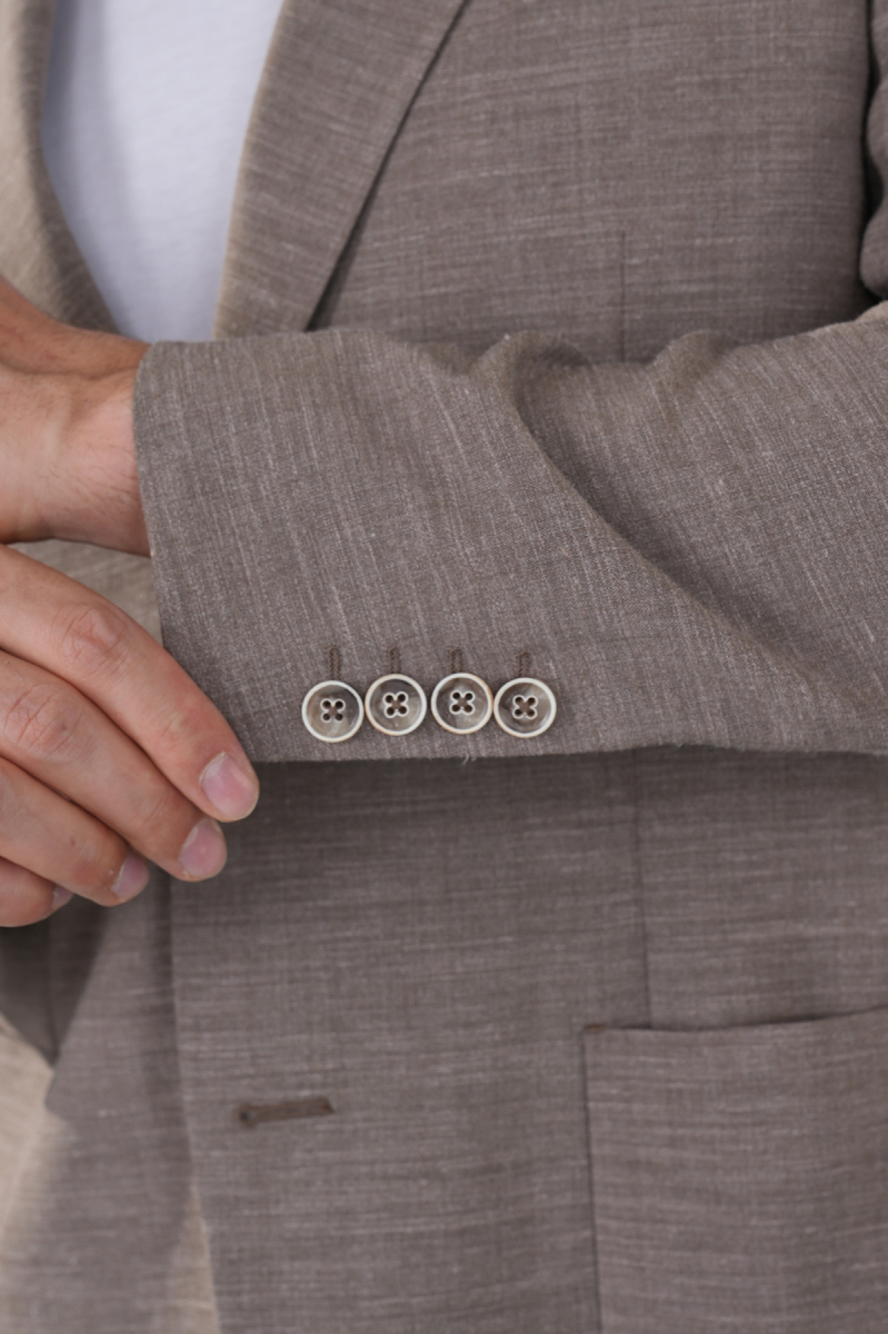 Erkek Platinum Regular Fit Torba Cep Yün Ceket Bej - 4