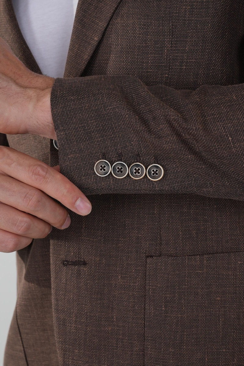 Erkek Platinum Regular Fit Torba Cep Yün Ceket Kahve - 4