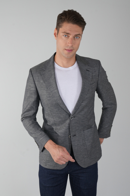 Erkek Platinum Regular Fit Torba Cep Yün Ceket Siyahh - 1