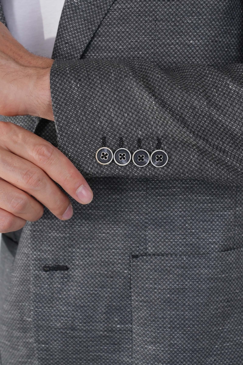 Erkek Platinum Regular Fit Torba Cep Yün Ceket Siyahh - 4