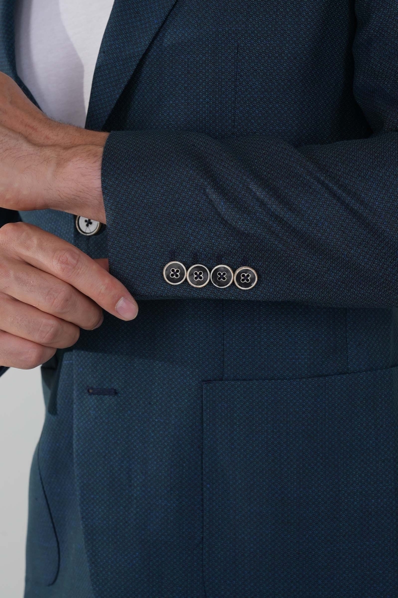 Erkek Platinum Regular Fit Torba Cep Yün Koyu Yeşil Ceket - 4