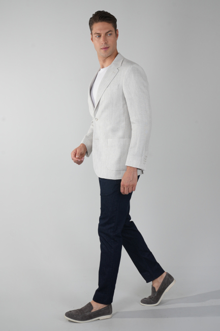 Erkek Platinum Regular Fit Yün Ceket Taş - 5