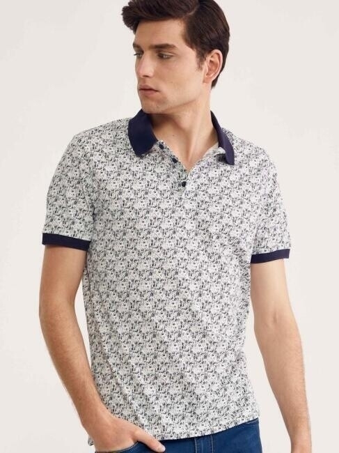 Bisse Erkek Polo Yaka Baskılı T-Shirt BEYAZ. 1 Bisse Erkek Polo Yaka Baskılı T-Shirt BEYAZ. 1