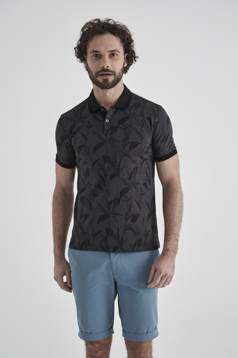 Merserize Jakar Polo Yaka Siyah Erkek T-shirt
