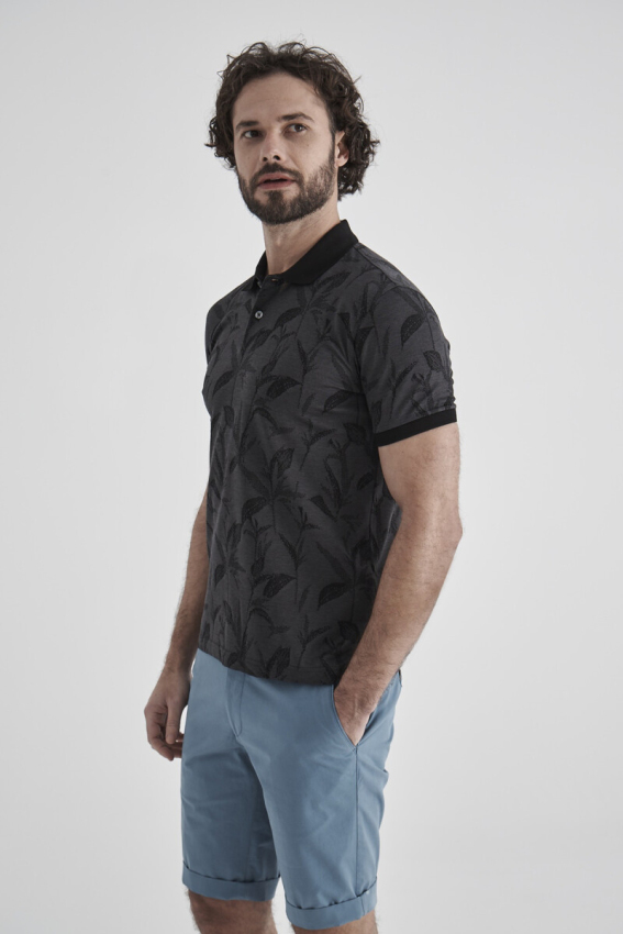 Merserize Jakar Polo Yaka Siyah Erkek T-Shirt - 3