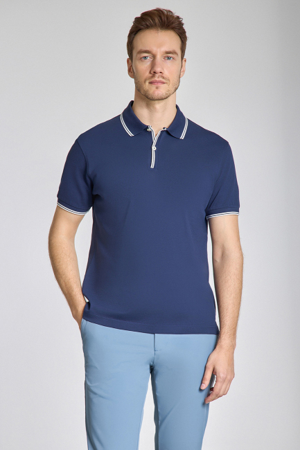 Erkek Polo Yaka Düğmeli Tshirt Lacivert